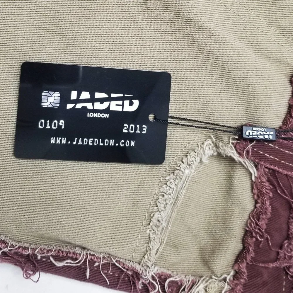 Jaded London Womens High Waisted Brown Patchwork Denim Jeans Pants NWT